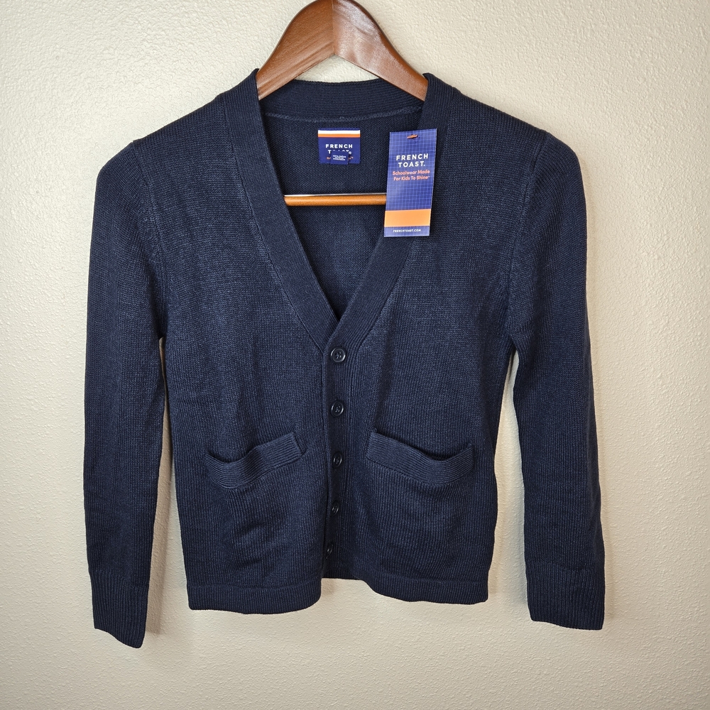 Nwt French Toast Unisex Blue Cardigan Sweater School Uniform Size 8